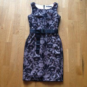 Mohito Sleeveless Midi Sheath Dress Floral Black Mesh Lace